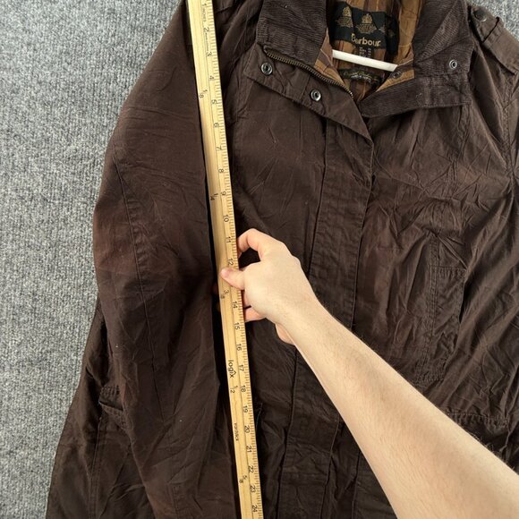 Barbour Flyweight Urban Jacket Tartan Lined Waxed Brown Women Full Zip Size 16 - Picture 9 of 16